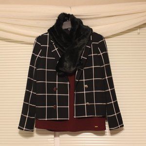 Express Black & White Check Crop Blazer Size 12